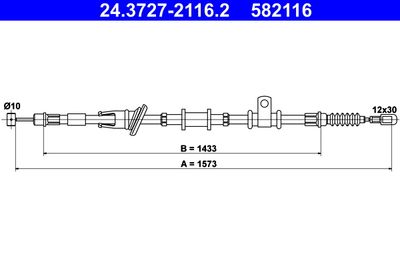 Тросик, cтояночный тормоз ATE 24.3727-2116.2 для MITSUBISHI SPACE