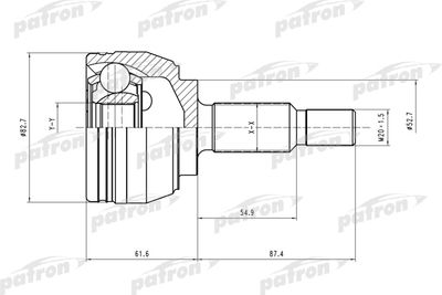 Шарнирный комплект, приводной вал PATRON PCV1519 для RENAULT MEGANE