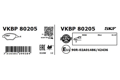 Brake Pad Set, disc brake VKBP 80205