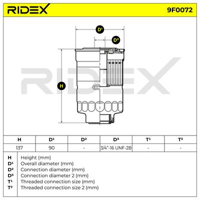 горивен филтър RIDEX 9F0072