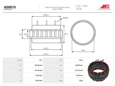 Stator, generator AS-PL AS0015