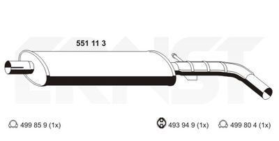 ERNST 551113 Глушитель выхлопных газов  для FIAT PUNTO (176_) 1.2 16V