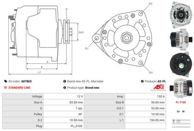 GENERATOR / ALTERNATOR AS-PL A0786S 4