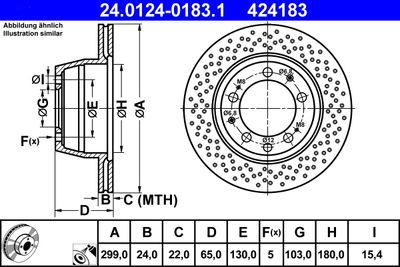 Тормозной диск ATE 24.0124-0183.1 для PORSCHE 911