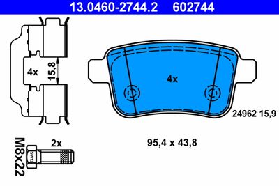 Комплект тормозных колодок, дисковый тормоз ATE 13.0460-2744.2 для MERCEDES-BENZ CITAN