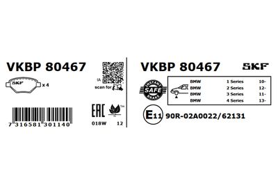 Brake Pad Set, disc brake VKBP 80467