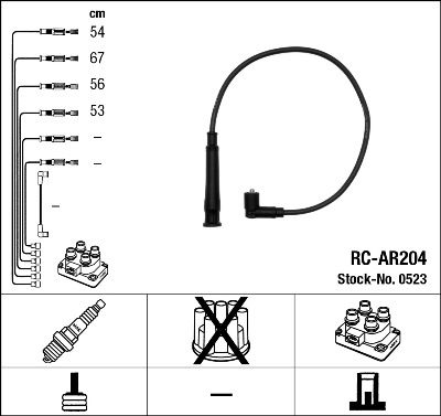 Комплект проводов зажигания NGK 0523 для ALFA ROMEO 146