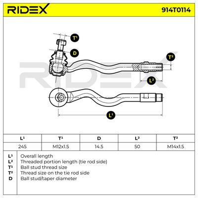 накрайник на напречна кормилна щанга RIDEX 914T0114