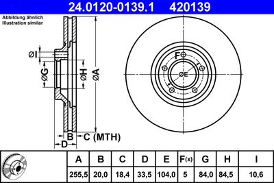 Тормозной диск ATE 24.0120-0139.1 для MITSUBISHI L