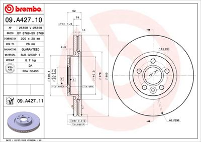 BREMBO Remschijf COATED DISC LINE (09.A427.11)