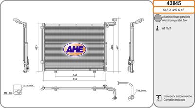 Конденсатор, кондиционер AHE 43845 для FORD ECOSPORT