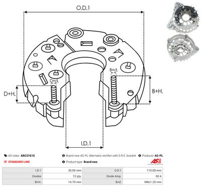 CAPAC PROTECTOR ALTERNATOR AS-PL ARC3161S 3