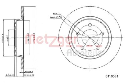 спирачен диск METZGER AUTOTEILE 6110581