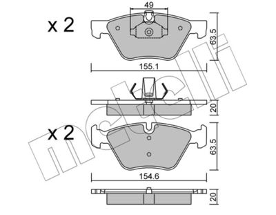 Комплект тормозных колодок, дисковый тормоз 22-0557-0