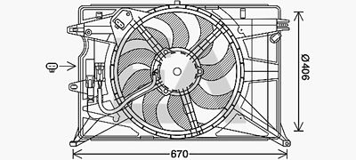 EACLIMA 33V25103 Вентилятор системы охлаждения двигателя  для JEEP RENEGADE (Джип Ренегаде)