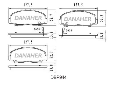 DANAHER DBP944 Тормозные колодки и сигнализаторы  для DAIHATSU  (Дайхатсу Тафт)
