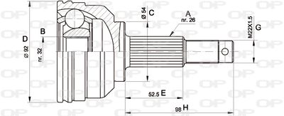 Шарнирный комплект, приводной вал OPEN PARTS CVJ5345.10 для DODGE CARAVAN