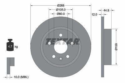 Тормозной диск TEXTAR 92205503 для CHEVROLET TRAX
