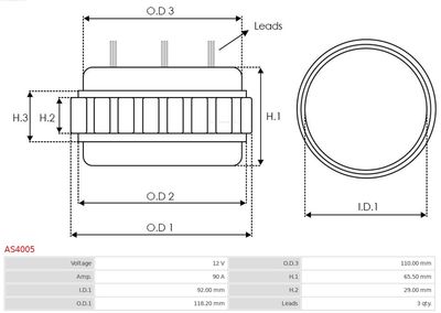 Stator, alternator AS4005