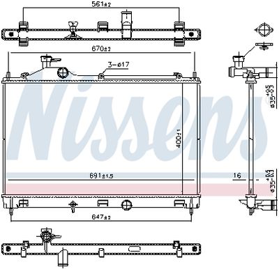 Kylare, motorkylning NISSENS 607027