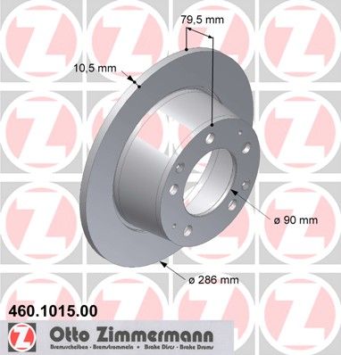 Тормозной диск ZIMMERMANN 460.1015.00 для PORSCHE 914