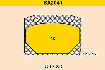 Комплект тормозных колодок, дисковый тормоз BARUM BA2041 для LADA 1200-1600