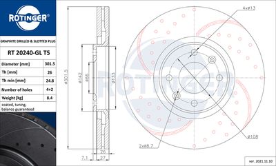 Tarcza hamulcowa ROTINGER RT 20240-GL T5