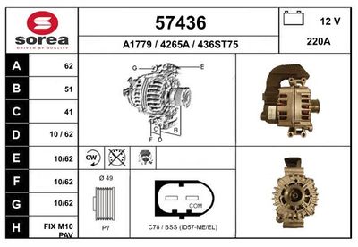 EAI 57436 Генератор для BMW 7 (F01, F02, F03, F04) 760 i, Li EAI 57436 Генератор для BMW 7 (F01, F02, F03, F04) 760 i, Li