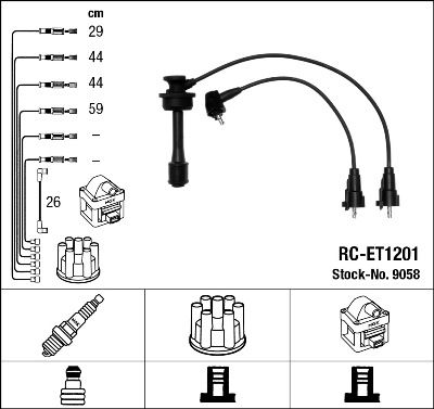 Комплект проводов зажигания NGK 9058 для TOYOTA CARINA