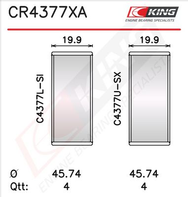 Черупка на биелен лагер KING CR4377XA 030