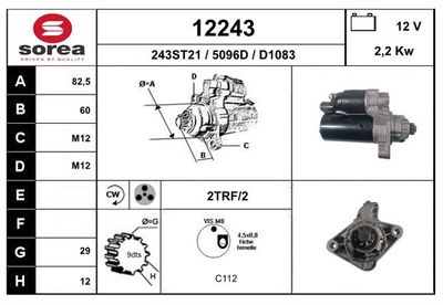 Стартер EAI 12243 для VW TOUAREG