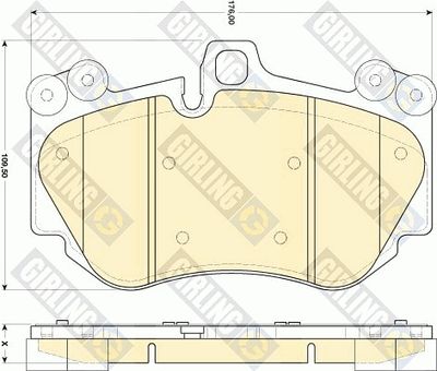 Комплект тормозных колодок, дисковый тормоз GIRLING 6117649 для PORSCHE CAYENNE