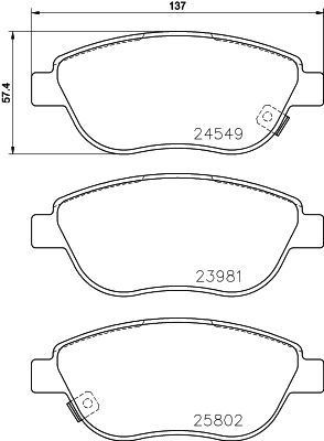 Комплект тормозных колодок, дисковый тормоз 8DB 355 020-881