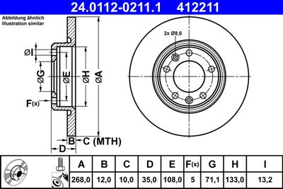 Тормозной диск ATE 24.0112-0211.1 для PEUGEOT RIFTER
