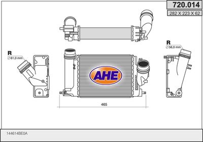 AHE 720.014 Интеркулер  для RENAULT KOLEOS (Рено Kолеос)