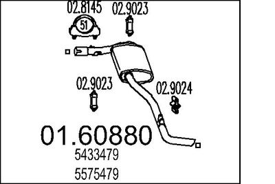 Глушитель выхлопных газов конечный MTS 01.60880 для FIAT 242