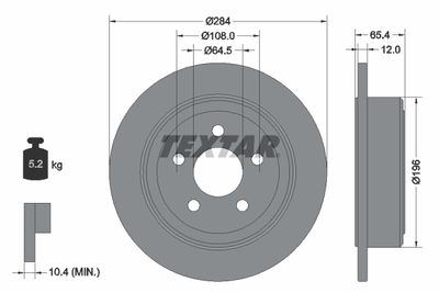 Тормозной диск TEXTAR 92270303 для FORD USA WINDSTAR