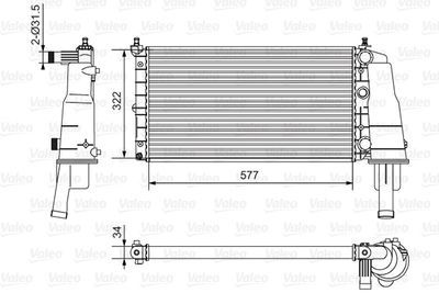 Радиатор, охлаждение двигателя VALEO 734236 для LANCIA Y