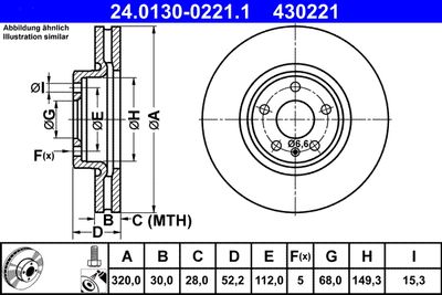 Тормозной диск ATE 24.0130-0221.1 для AUDI A7