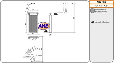 Теплообменник, отопление салона AHE 94093 для TOYOTA LAND CRUISER PRADO