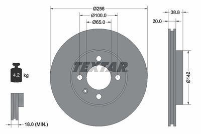Тормозной диск TEXTAR 92036803 для VW GOL