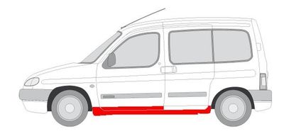 Dorpel aan autozijde Links ((EN) galvanised) past: CITROEN BERLINGO I PEUGEOT PARTNER 4D 07.96-10.08