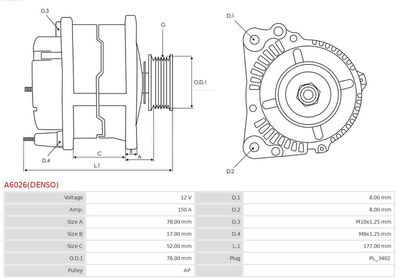 Alternator A6026(DENSO)