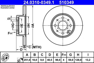 Тормозной диск ATE 24.0310-0349.1 для ALFA ROMEO MITO