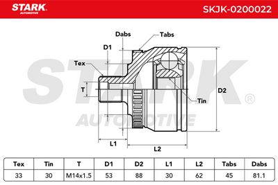 каре комплект, полуоска STARK SKJK-0200022