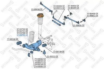 носач, окачване на колелата STELLOX 57-03705-SX