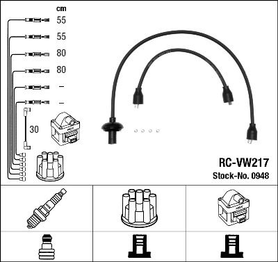 Комплект проводов зажигания NGK 0948 для VW KAEFER