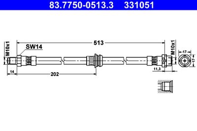 ATE 83.7750-0513.3 Тормозной шланг  для BMW X3 (Бмв X3)