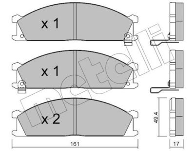 комплект спирачно феродо, дискови спирачки METELLI
