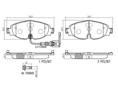 Sada brzdových destiček, kotoučová brzda BREMBO P85126N